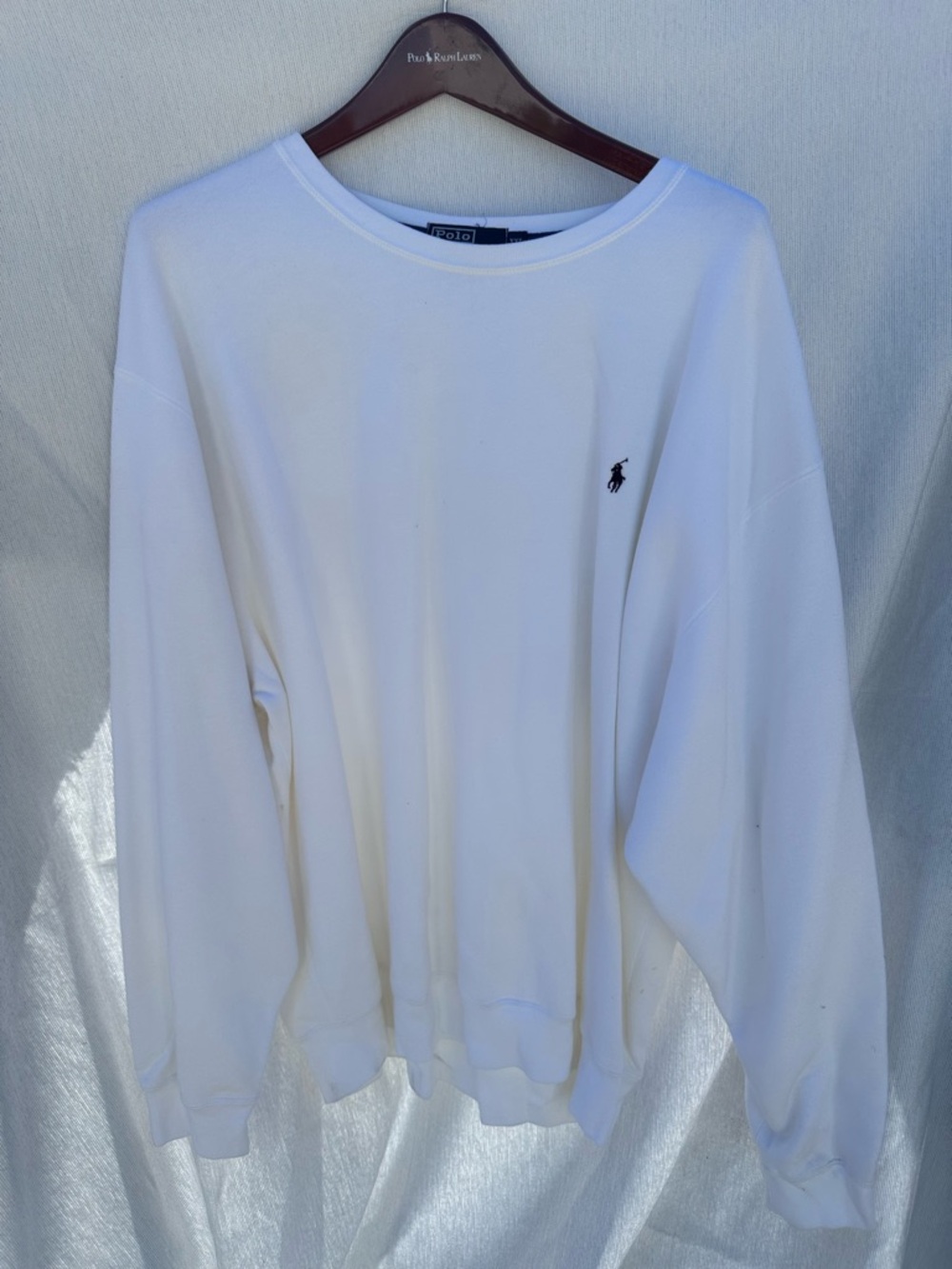 Ralph Lauren White Crewneck Sweatshirt with Navy Pony